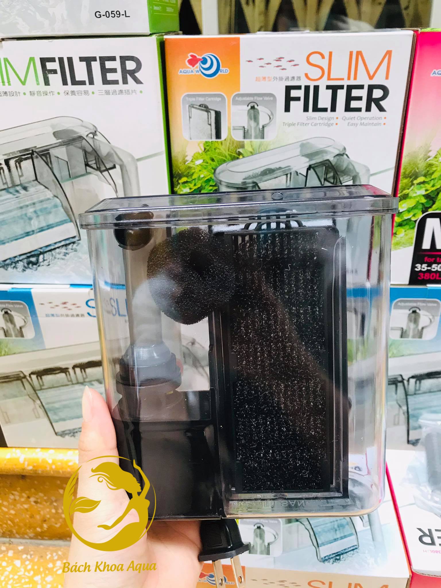 Lọc thác Aqua world slim filter G-059 S-M-L-XL